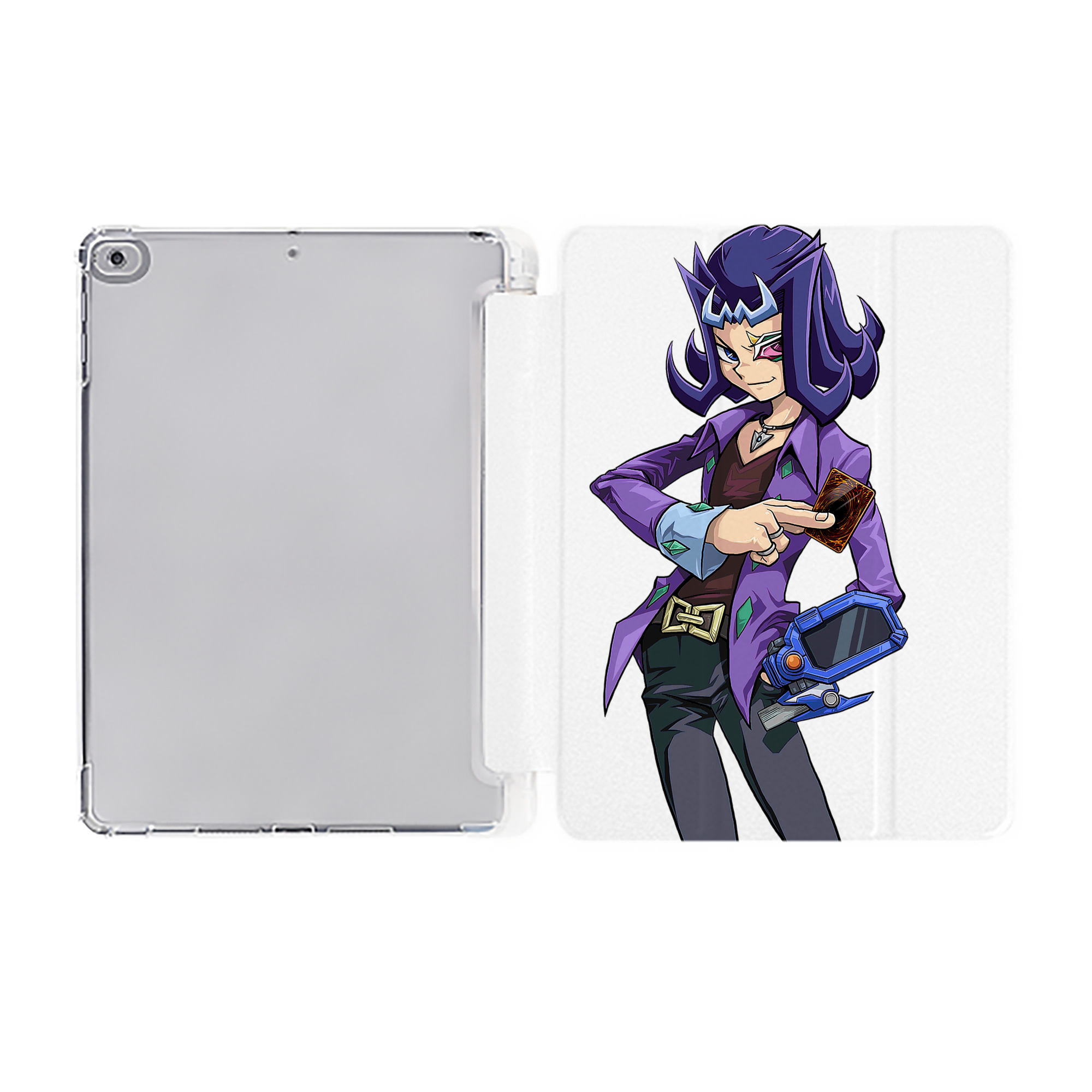 （画像用） 遊☆戯☆王 Yu-Gi-Oh! IPad ケース ペン収納付き 三つ折りスタンド PUレザー×シリコン 対応機種9.5/10.5/10.9インチ